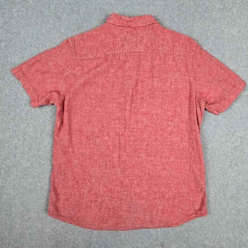 American Rag Cie Mens Medium Red Linen Blend Short Sleeve Button Down Shirt - Picture 2 of 12